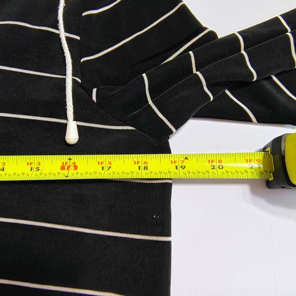 Y2K N Touch Women's Black White Stripe Mesh/Sheer Zip Up Hoodie‎ Pockets - Picture 7 of 12